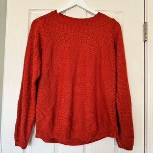 Croft & Barrow Women's Cable-Knit Yoke Sweater Dark Red Medium M